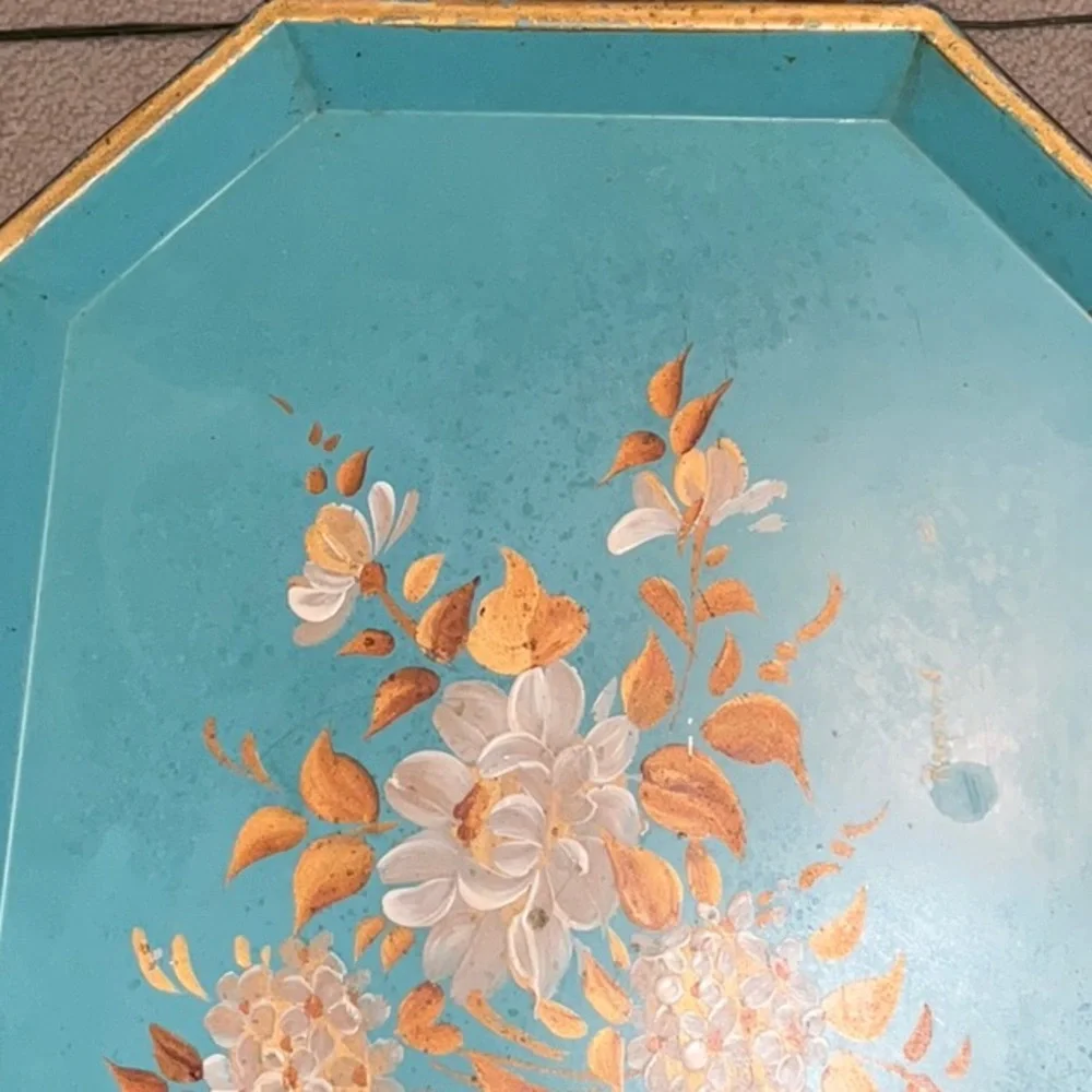 Nashco Products New York Toleware Signed Hand Painted Tray Vintage Mid Century - Picture 11 of 16